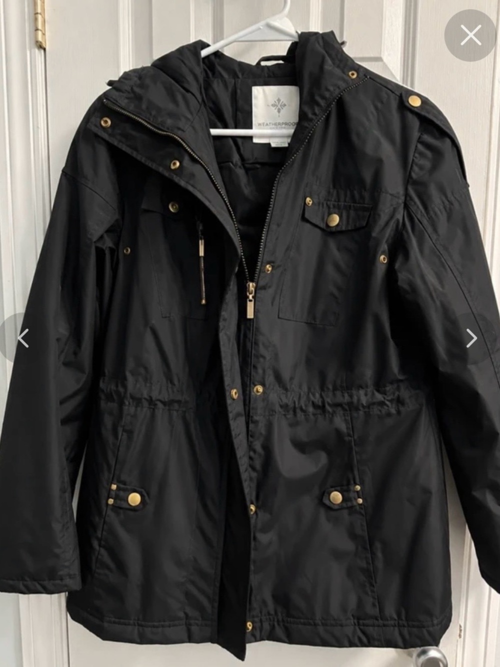 Weather Tamer Black Utility Anorak Jacket with Gold/Brass Hardware